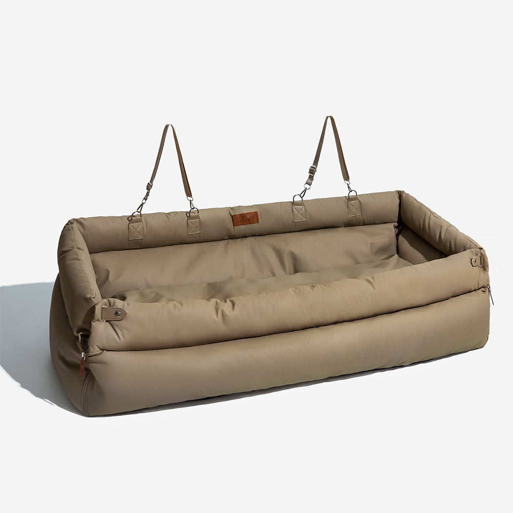 Deluxe Faux Leather Dog Car Booster Seat Bed