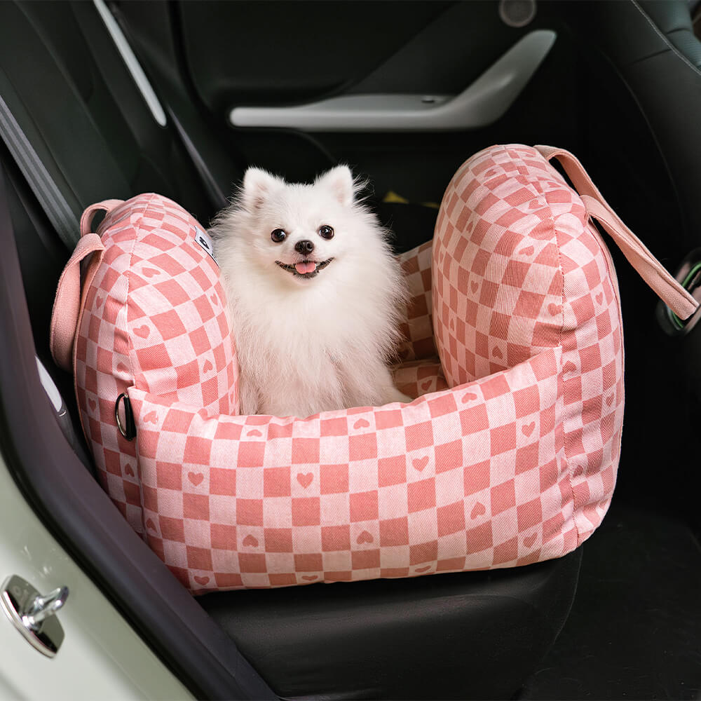Bolstered Dog Car Seat Bed for Back Seat Travel