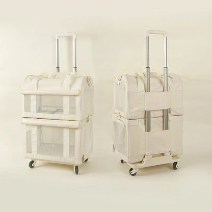 Double-Layer Rolling Multi-Cat Travel Carrier