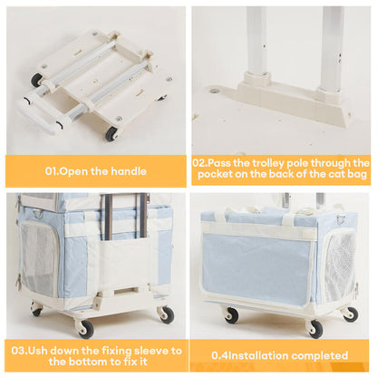 Double-Layer Rolling Multi-Cat Travel Carrier