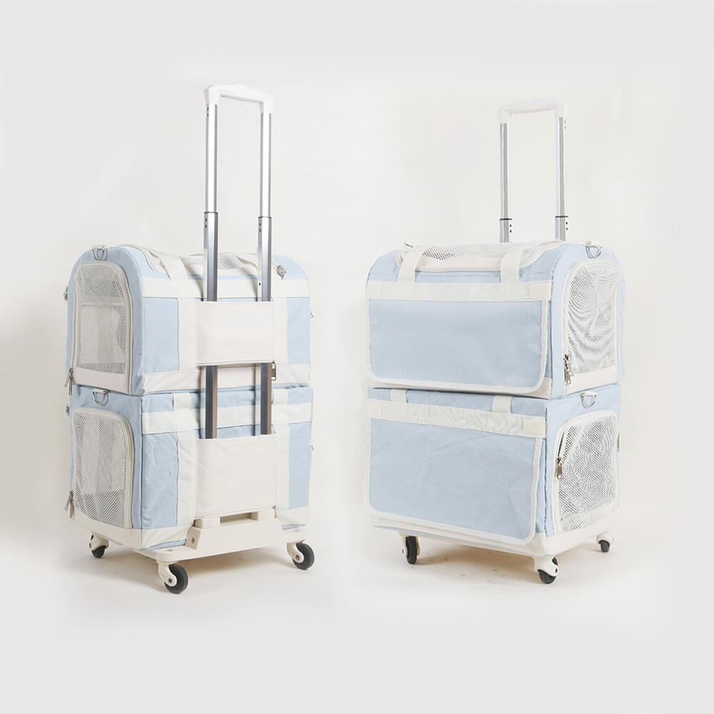 Double-Layer Rolling Multi-Cat Travel Carrier