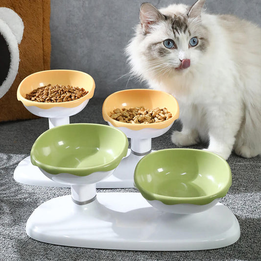 Adjustable Raised Double Pet Bowl Yellow