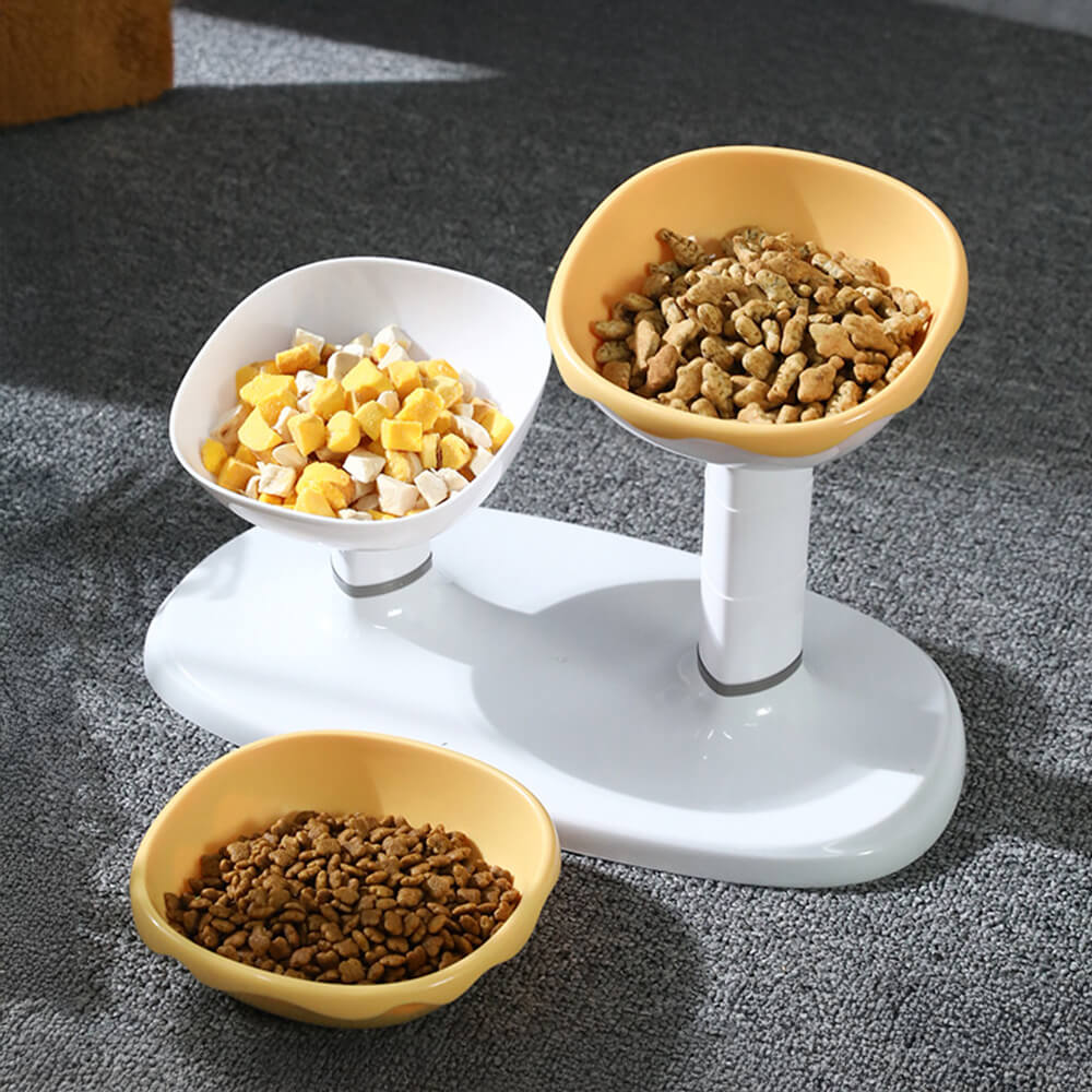 Adjustable Raised Double Pet Bowl Green