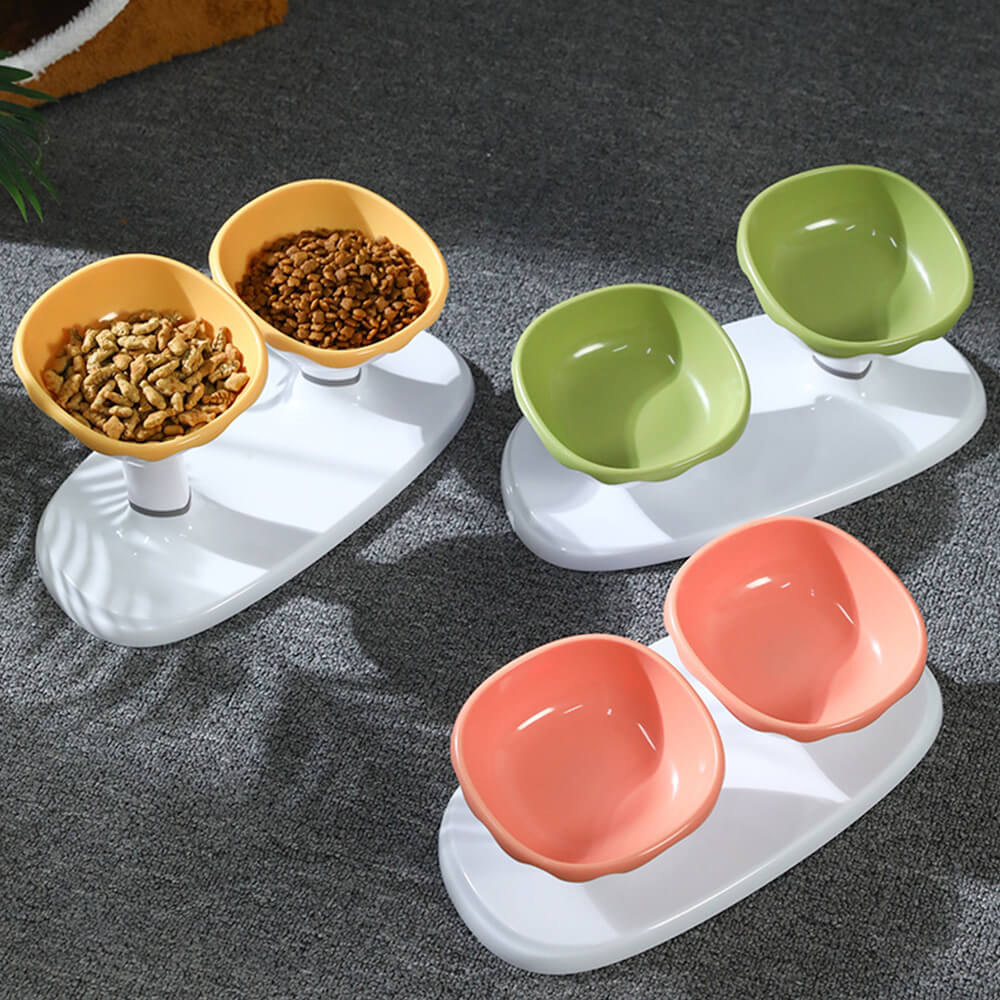 Adjustable Raised Double Pet Bowl Pink