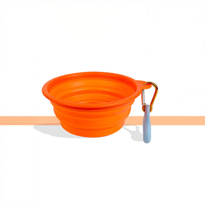 Foldable Silicone Dog Food and Water Bowl Blue