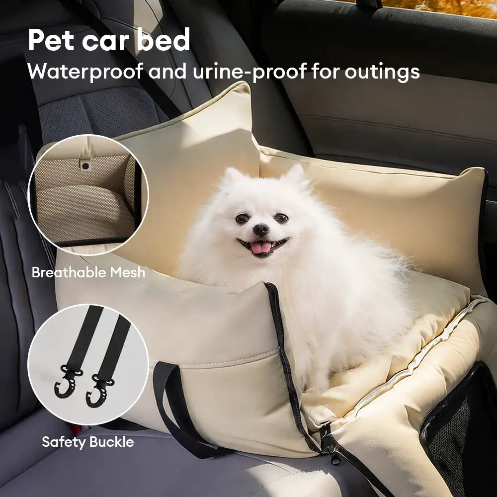 Expandable Waterproof Dog Car Seat Bed with Mesh Window