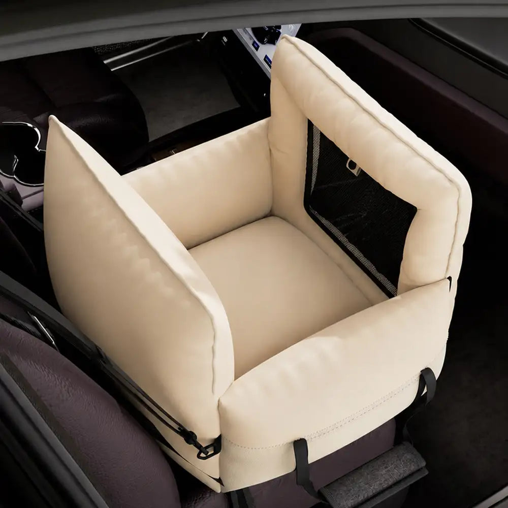 Expandable Waterproof Dog Car Seat Bed with Mesh Window