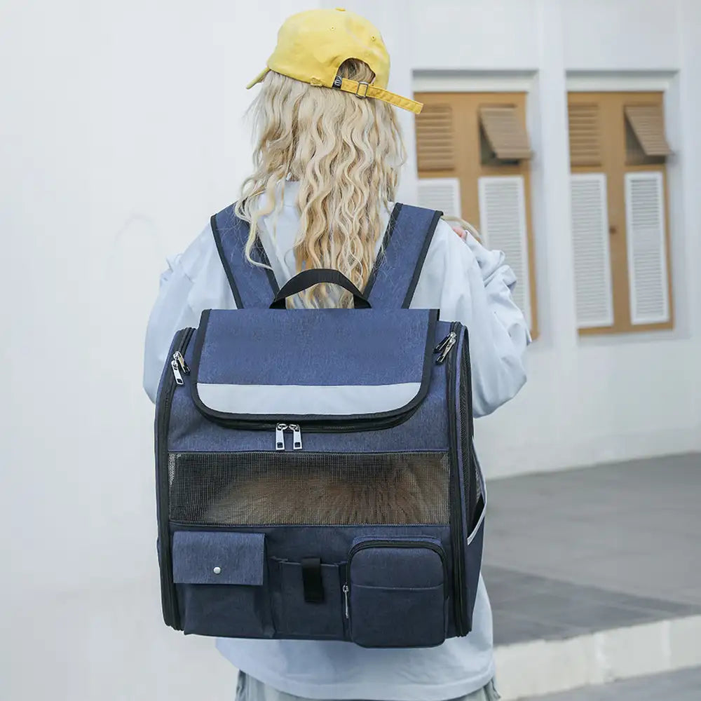 Rolling Pet Backpack Carrier with Detachable Trolley