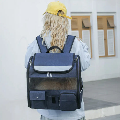Rolling Pet Backpack Carrier with Detachable Trolley