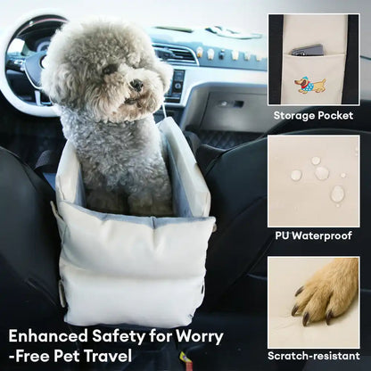 Waterproof Faux Leather Center Console Pet Car Seat Brown
