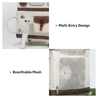 Double-Layer Foldable Cat Carrier with Trolley