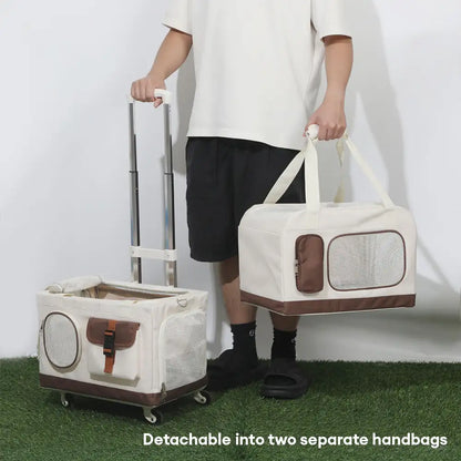 Double-Layer Foldable Cat Carrier with Trolley