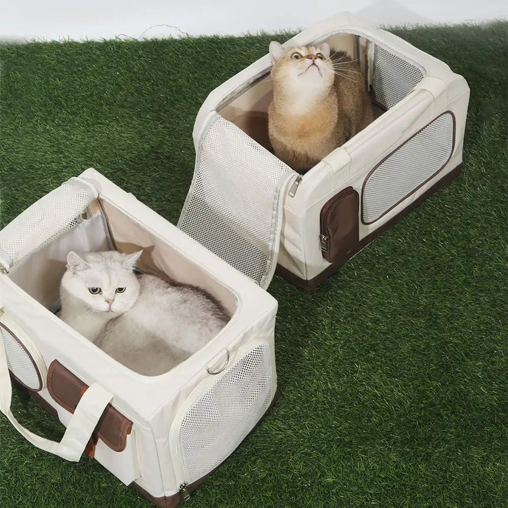 Double-Layer Foldable Cat Carrier with Trolley