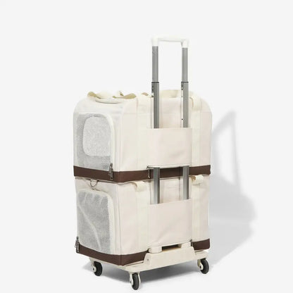 Double-Layer Foldable Cat Carrier with Trolley
