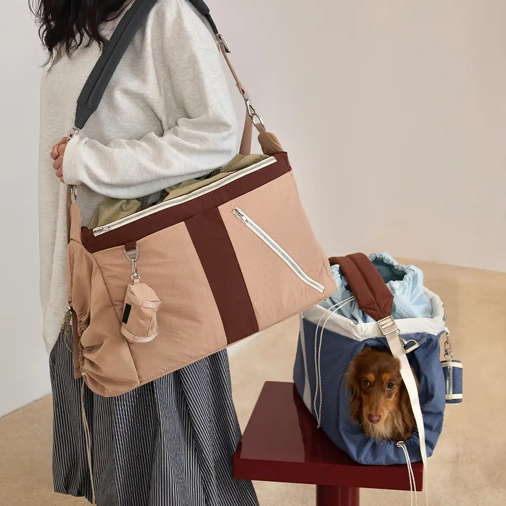 Large Waterproof Travel Pet Carrier Bag Pink Brown