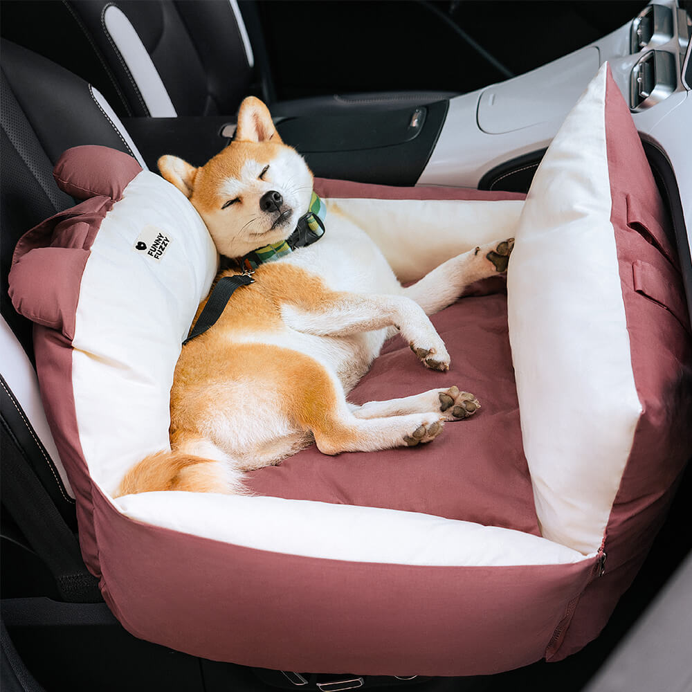 Bear Ear Bolster Dog Car Seat Bed Pink Single Seat