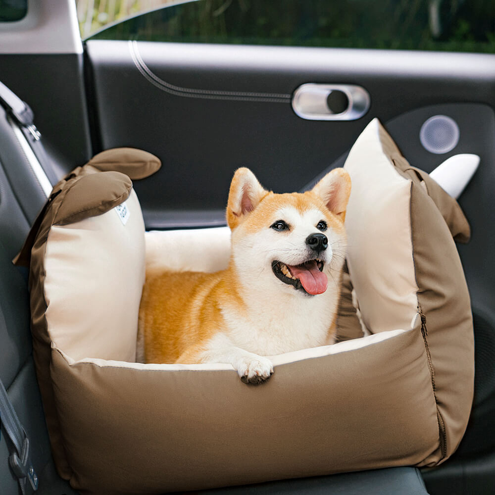 Bear Ear Bolster Dog Car Seat Bed