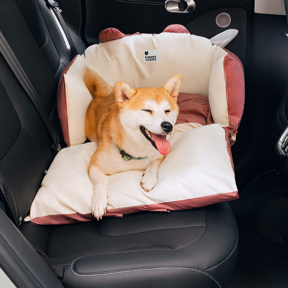 Bear Ear Bolster Dog Car Seat Bed Blue Single Seat