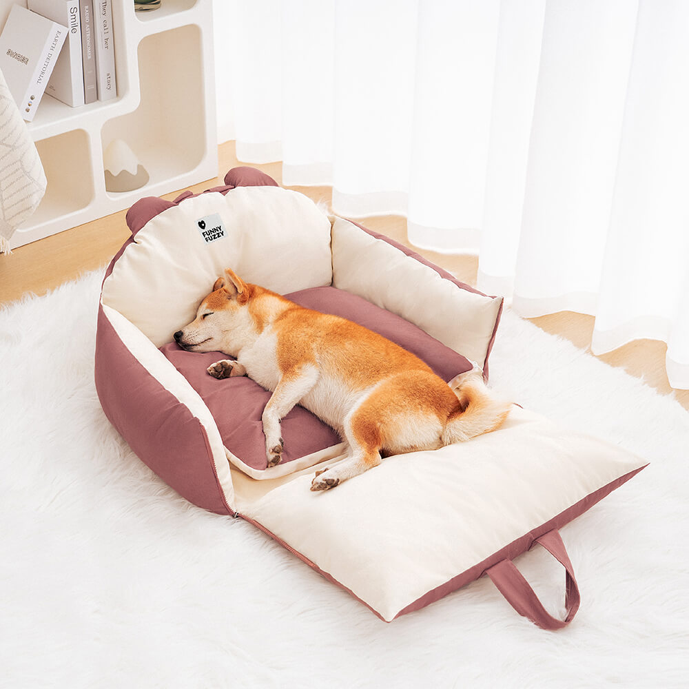 Bear Ear Bolster Dog Car Seat Bed