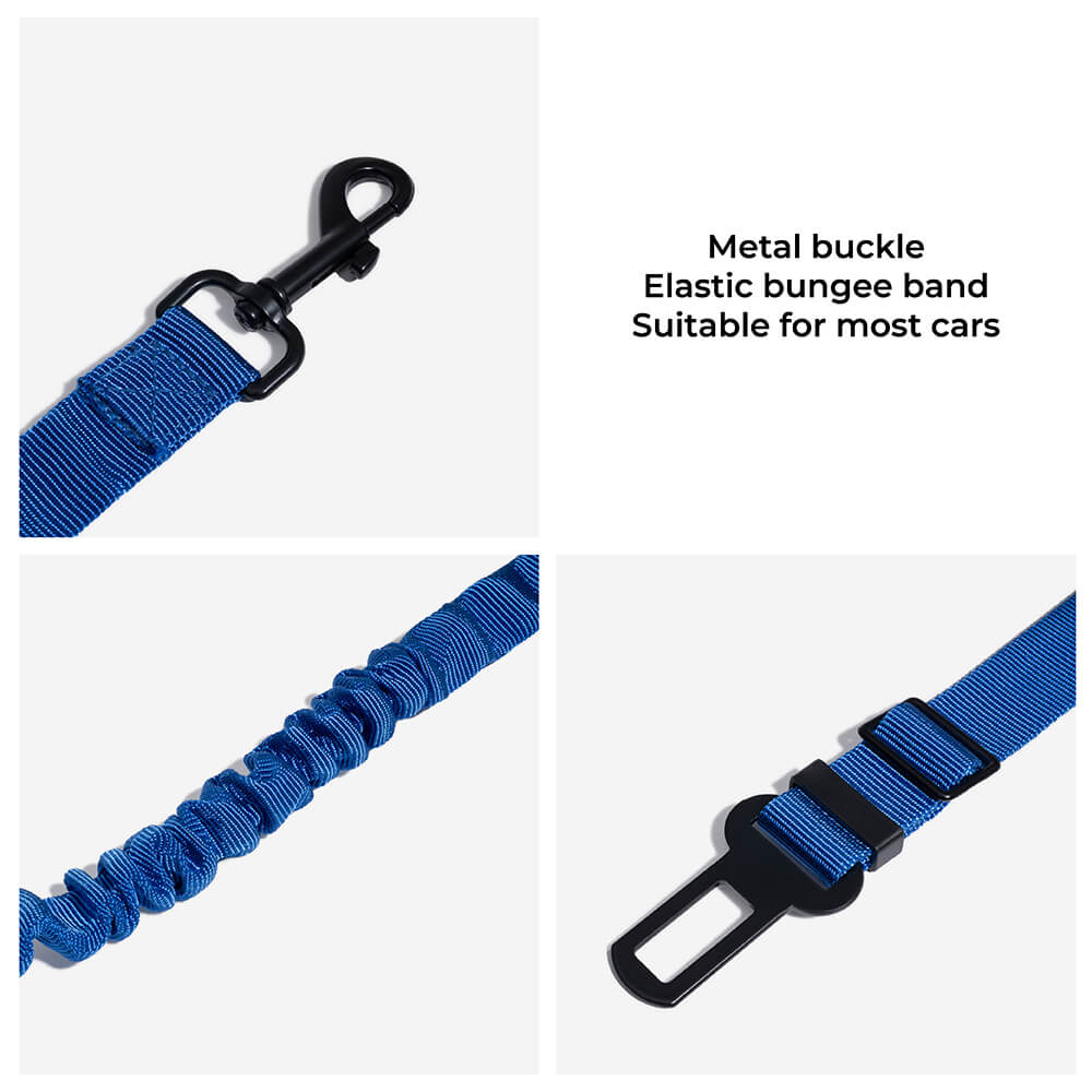 Adjustable Dog Car Seat Belt with Shock Absorber Yellow+Harness XL