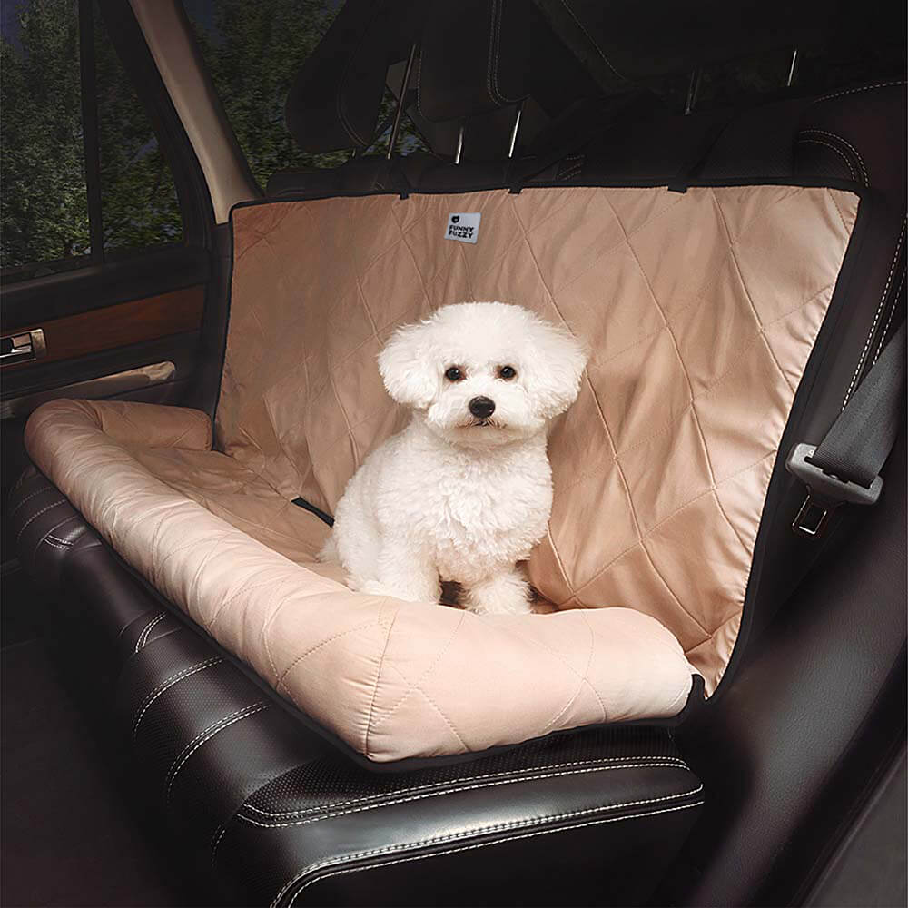 Convertible Dog Bed Car Seat Cover Herringbone Blue Standard