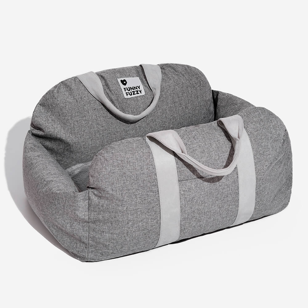 Bolstered Dog Car Seat Bed for Back Seat Travel Waterproof Pink Single Seat