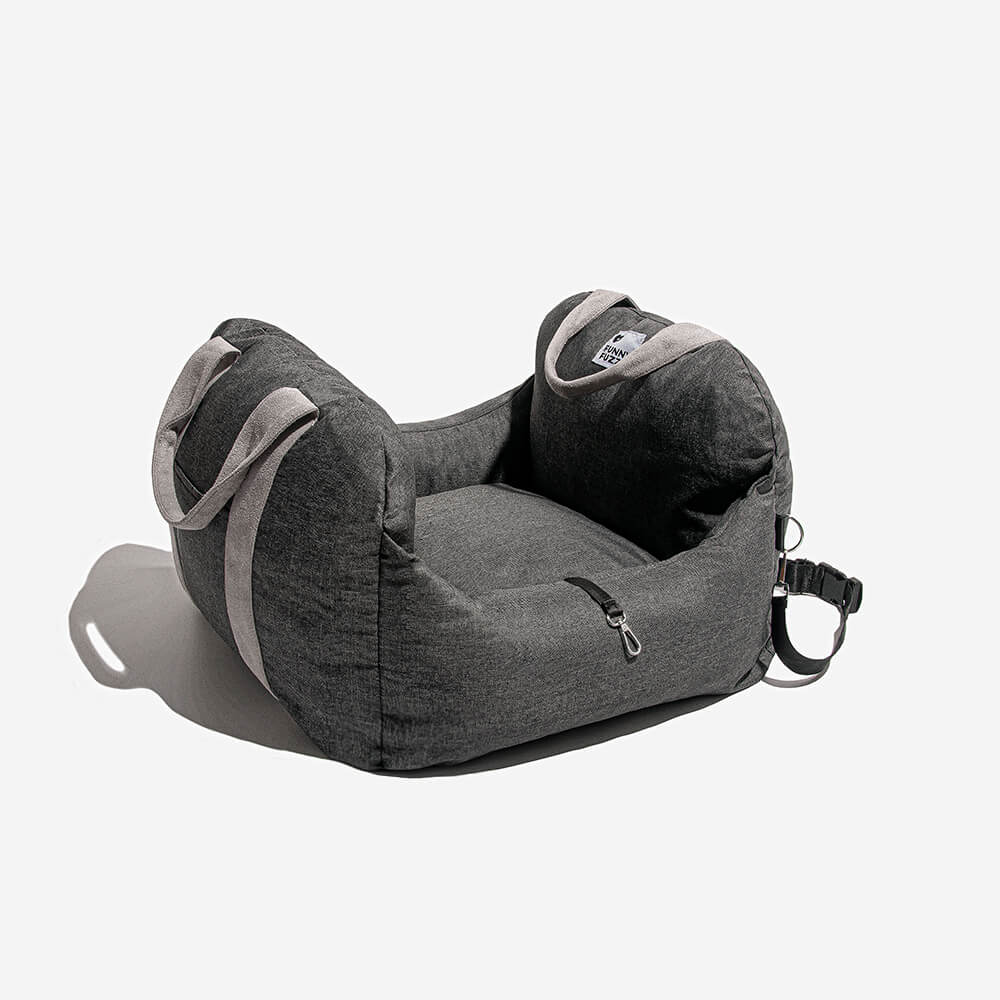 Bolstered Dog Car Seat Bed for Back Seat Travel Vintage Plaid Single Seat