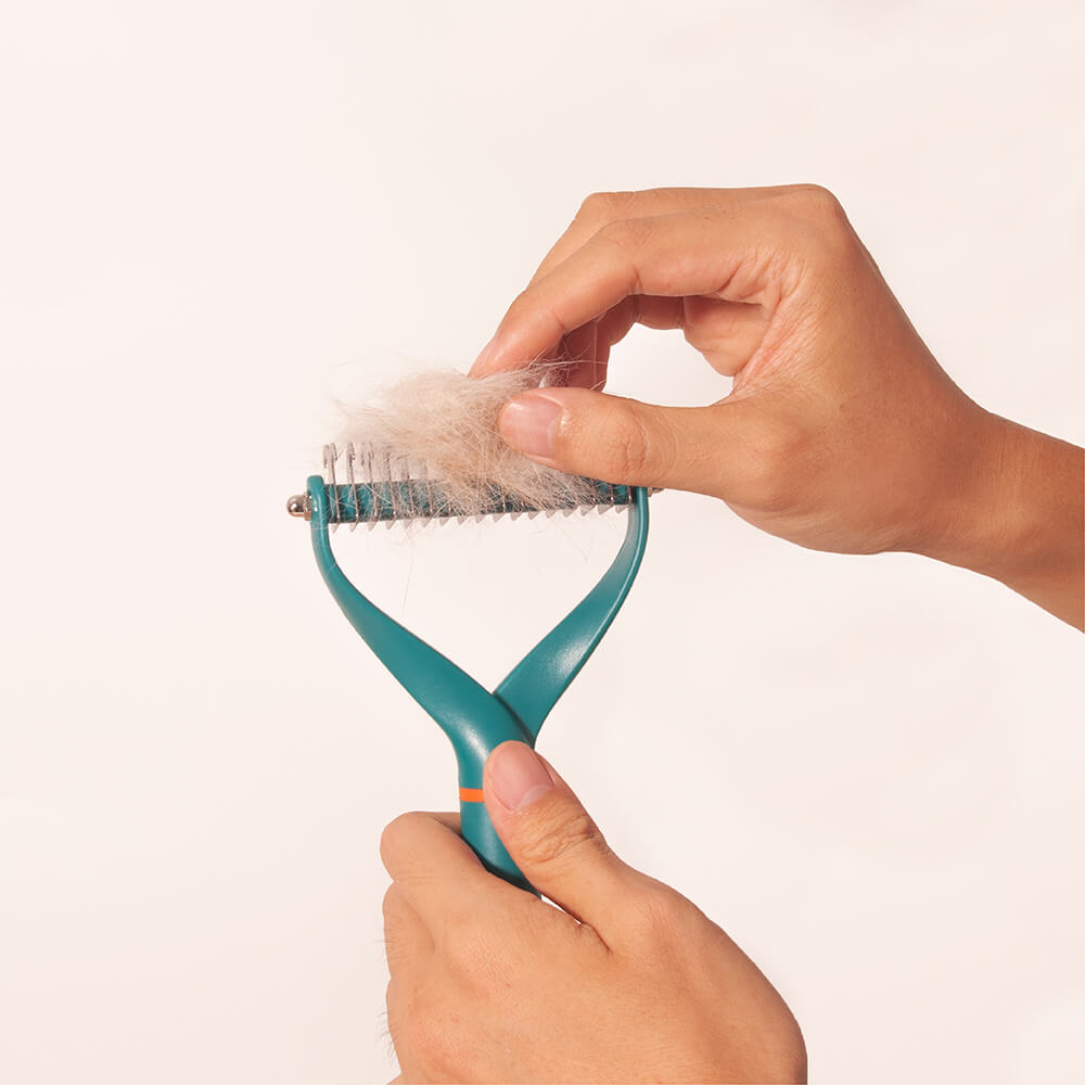 Double-Sided Pet Dematting Comb Rake Blue S