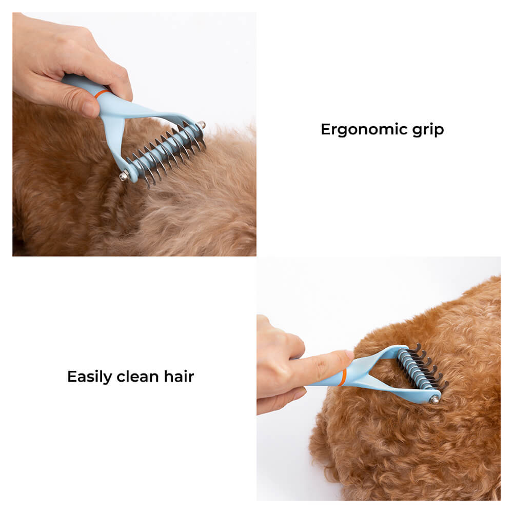 Double-Sided Pet Dematting Comb Rake Black L