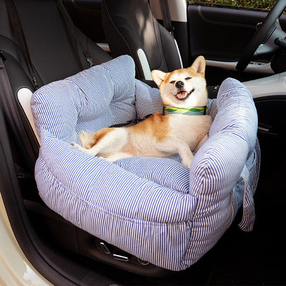 Portable ISOFIX Dog Car Seat Bed with LATCH Anchors Plaid Two Seat