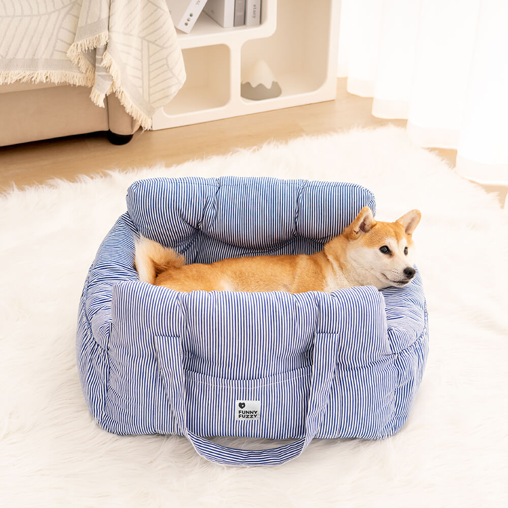 Portable Bolster Dog Car Seat Bed for Road Trips Dark Green Two Seat