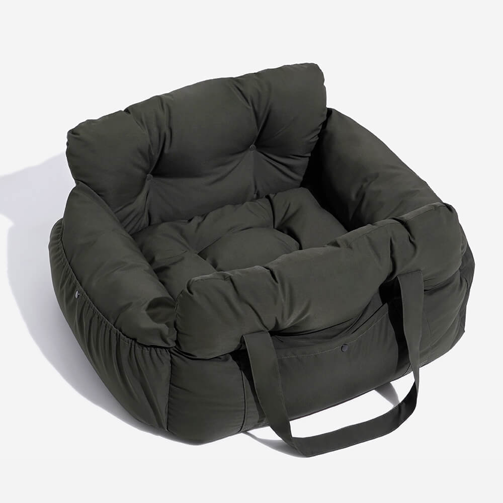 Bolstered Dog Car Seat Bed for Back Seat Travel