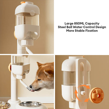 Pet Feeding Station with Food Dispenser and Waterer Purple