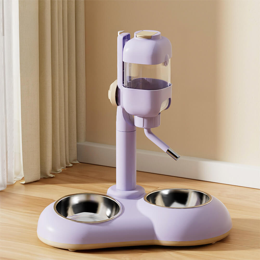 Pet Feeding Station with Food Dispenser and Waterer