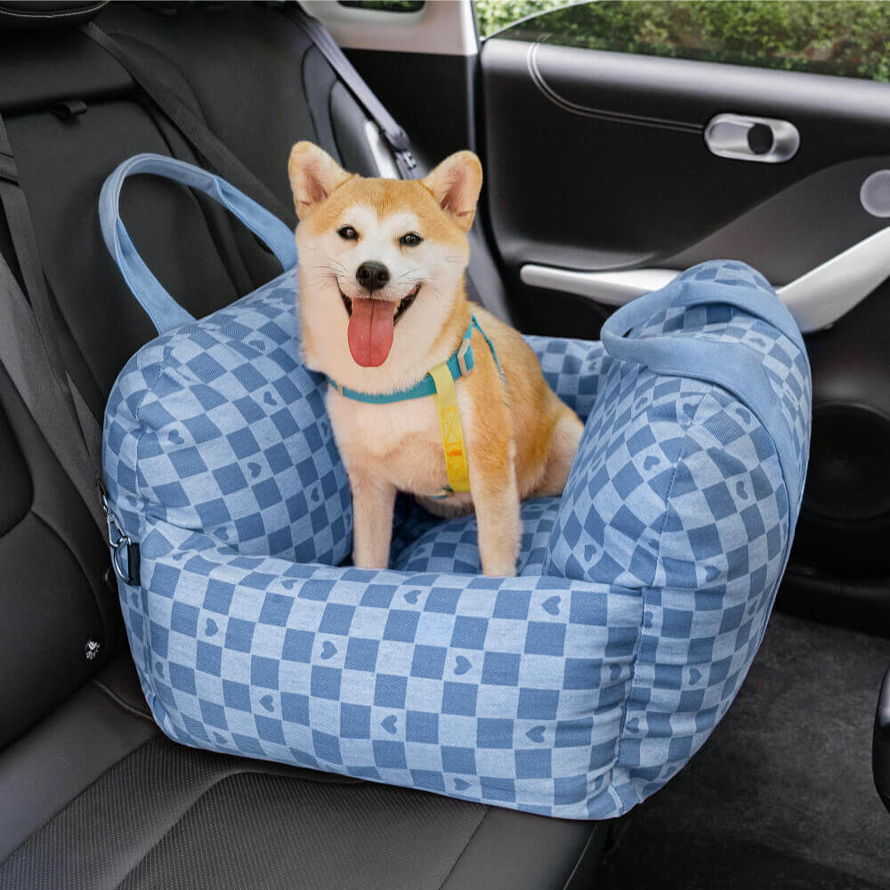 Bolstered Dog Car Seat Bed for Back Seat Travel