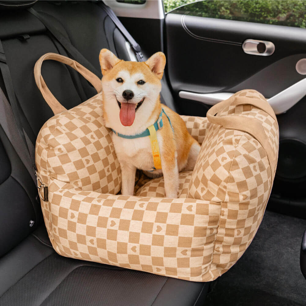 Bolstered Dog Car Seat Bed for Back Seat Travel