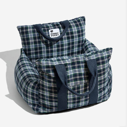 Vintage Plaid Dog Car Seat Bed