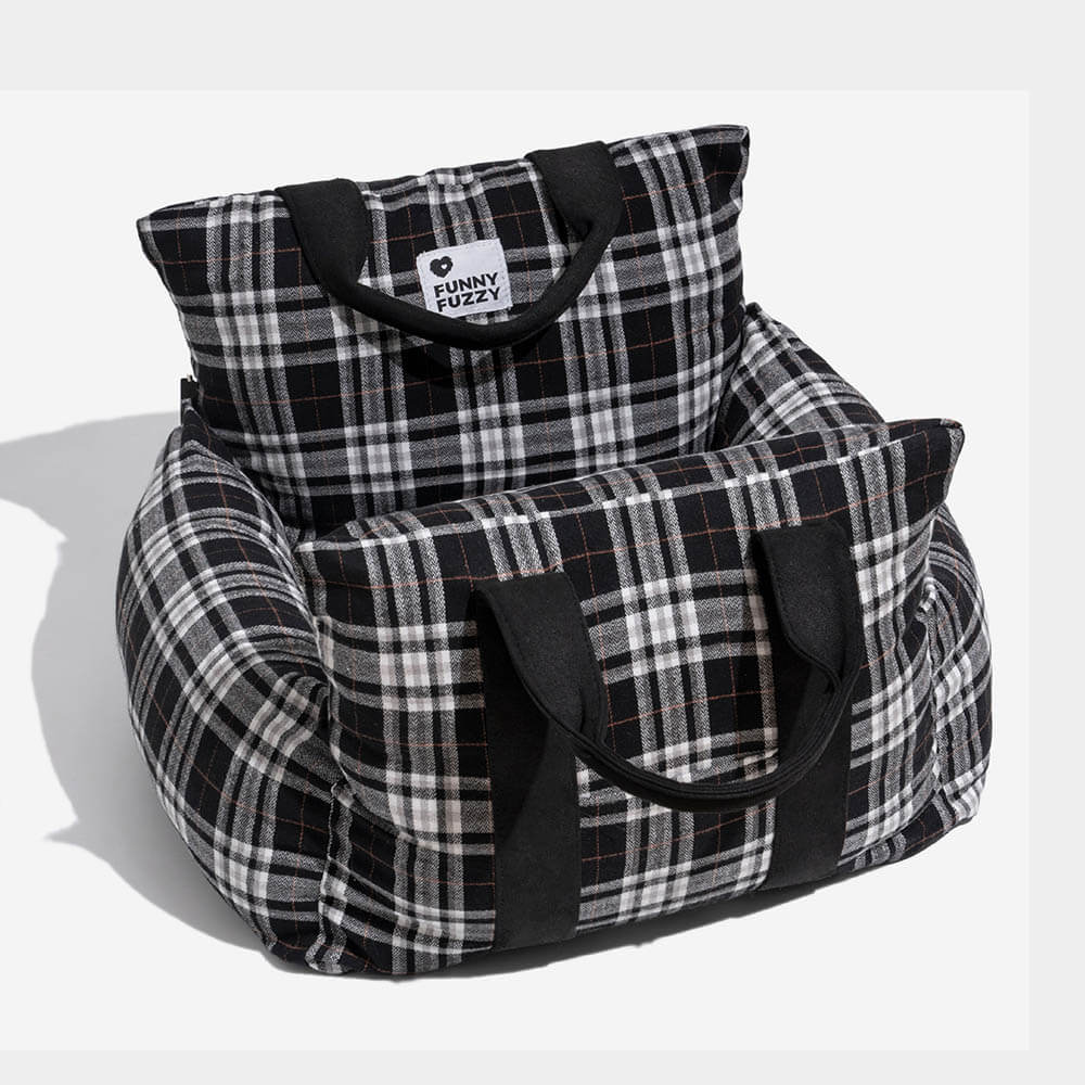 Vintage Plaid Dog Car Seat Bed