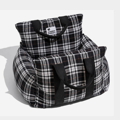 Vintage Plaid Dog Car Seat Bed