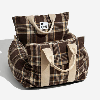 Vintage Plaid Dog Car Seat Bed