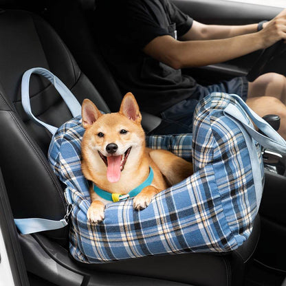 Vintage Plaid Dog Car Seat Bed Lace Stripes Two Seat