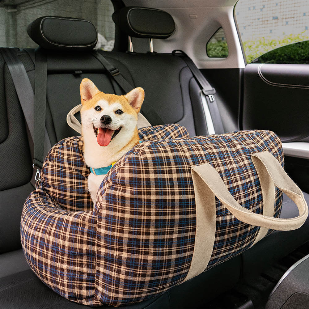 Vintage Plaid Dog Car Seat Bed Vintage Plaid Single Seat
