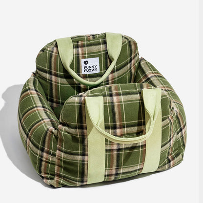 Vintage Plaid Dog Car Seat Bed