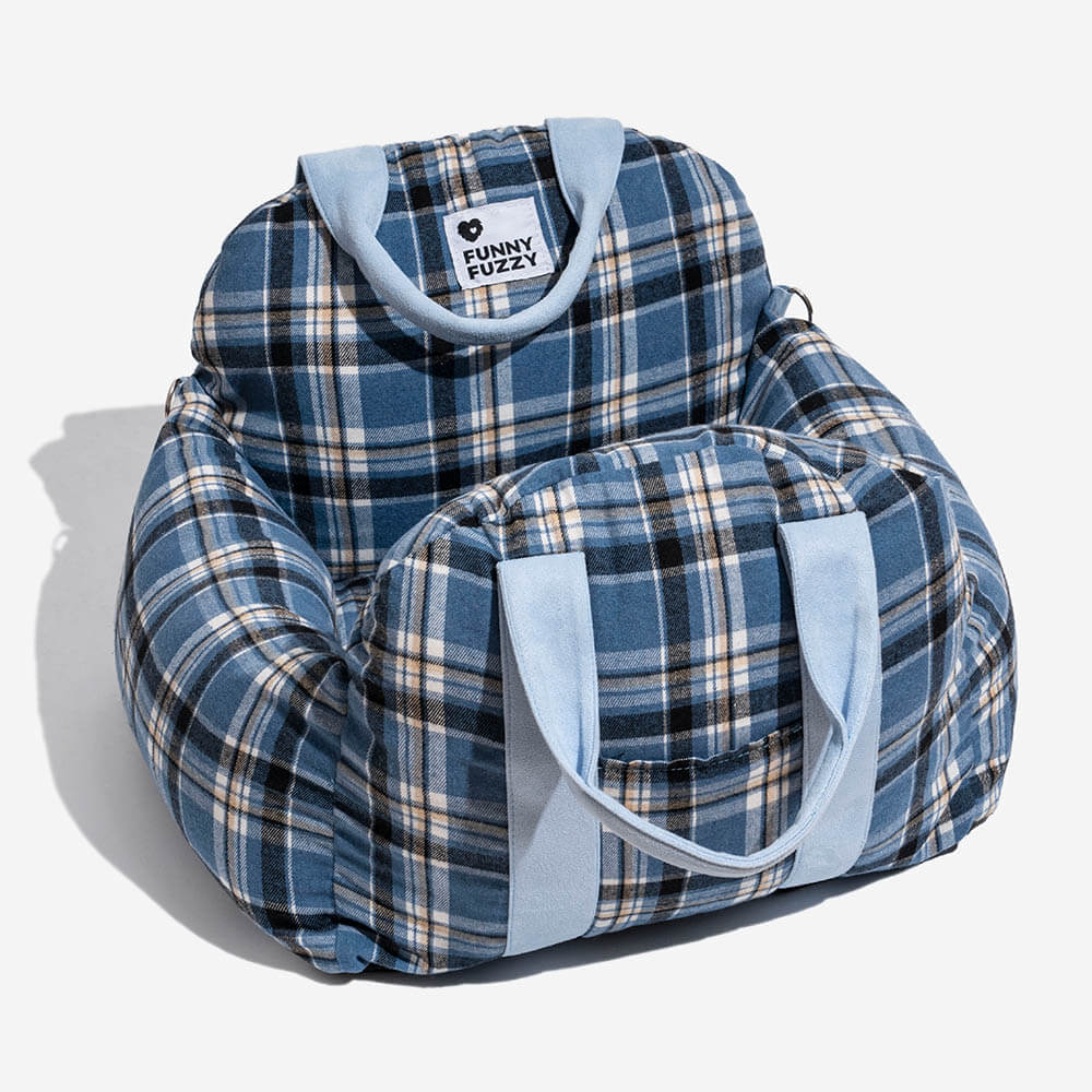 Vintage Plaid Dog Car Seat Bed