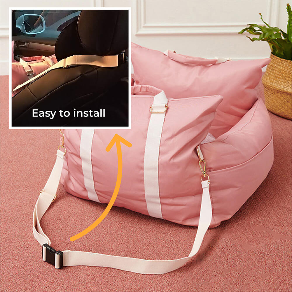Waterproof Dog Car Seat Bed with Bolstered Sides Brown Double Seat