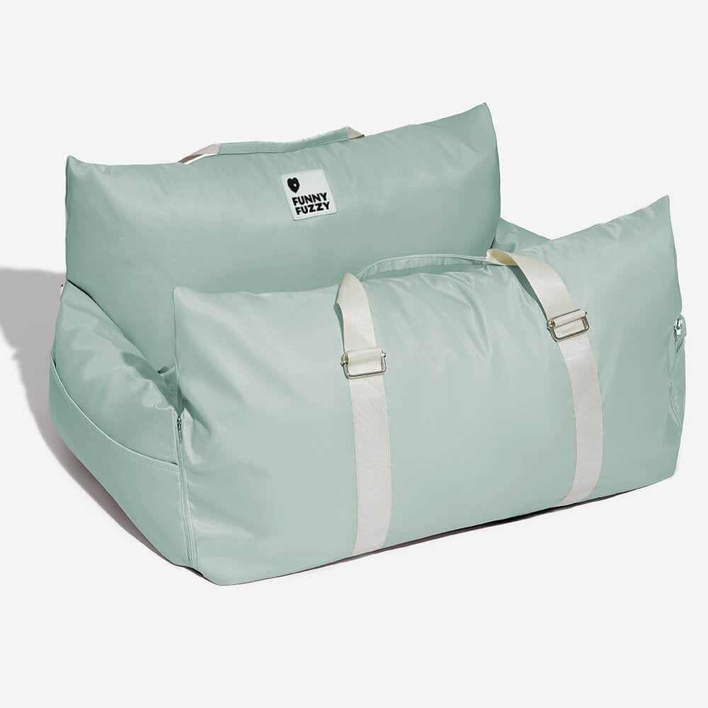 Bolstered Dog Car Seat Bed for Back Seat Travel Dark Green Single Seat