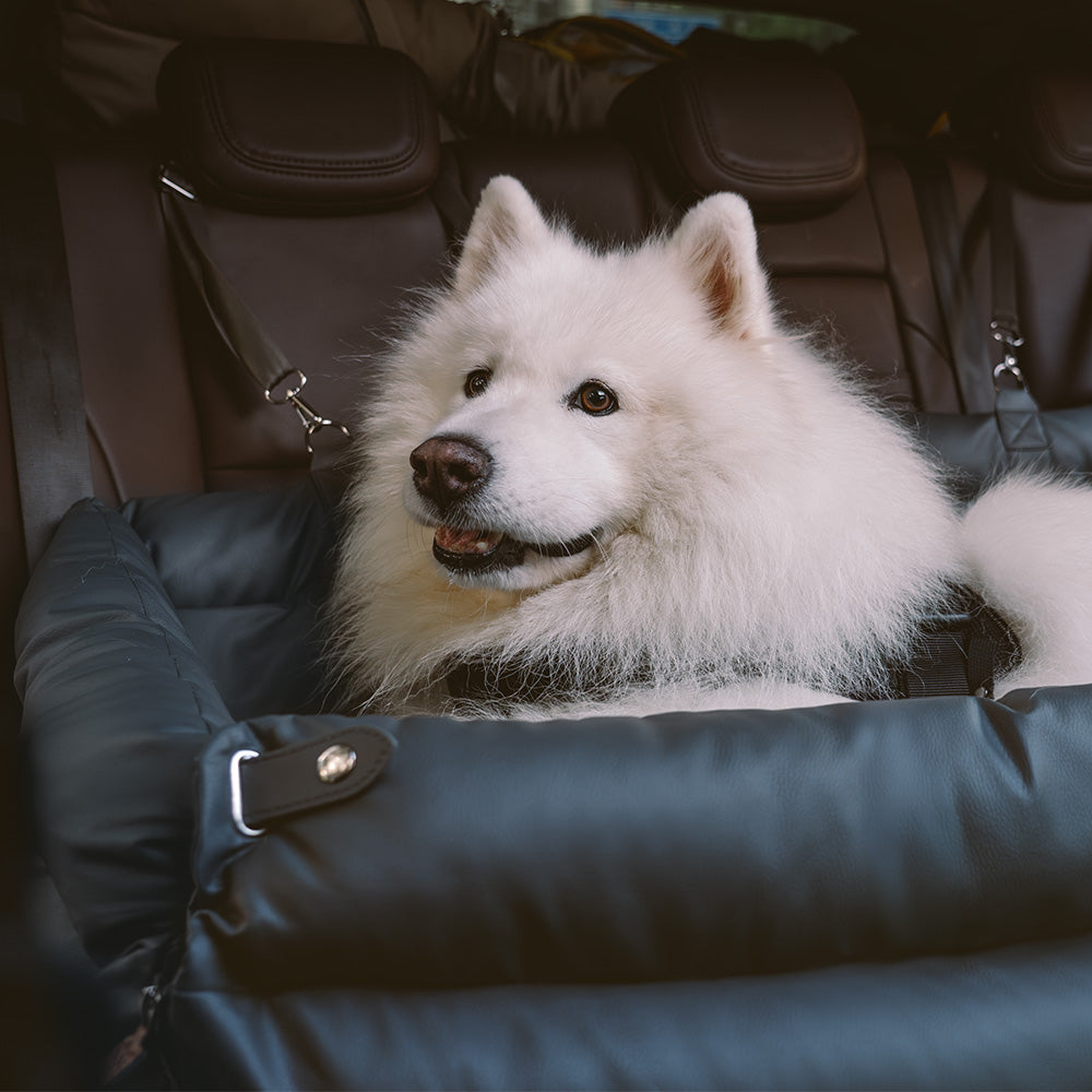 Deluxe Faux Leather Dog Car Booster Seat Bed