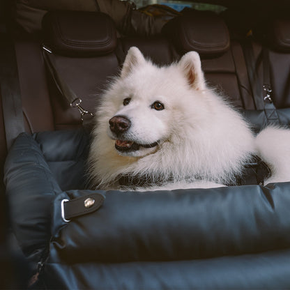 Deluxe Faux Leather Dog Car Booster Seat Bed