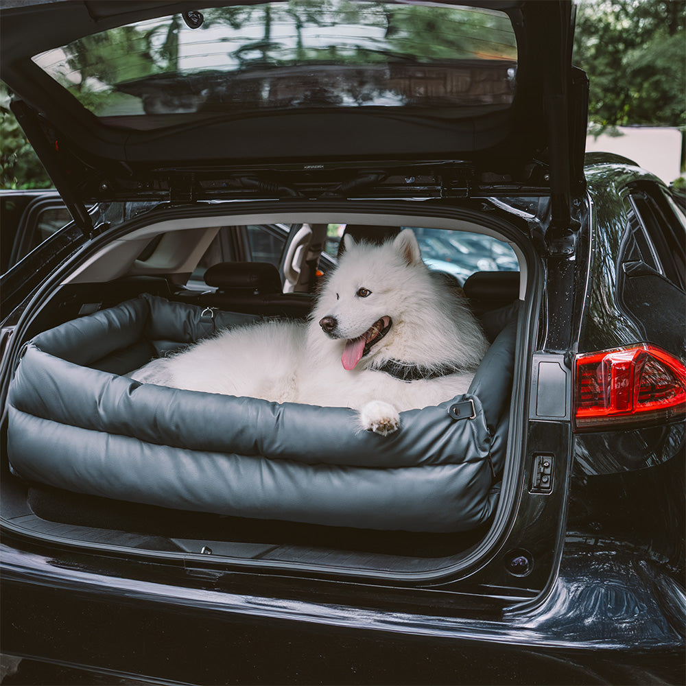 Faux Leather Dog Car Booster Seat Bed