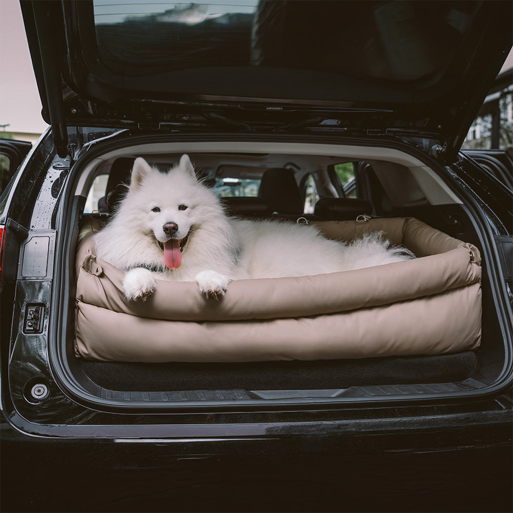Faux Leather Dog Car Booster Seat Bed
